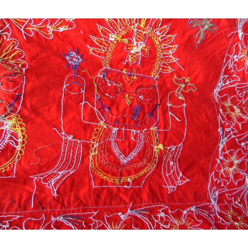 Hand Sewn Pipili Chandua Applique Wall Hanging Depicting Lord Jagannath and Othe - Picture 9 of 10